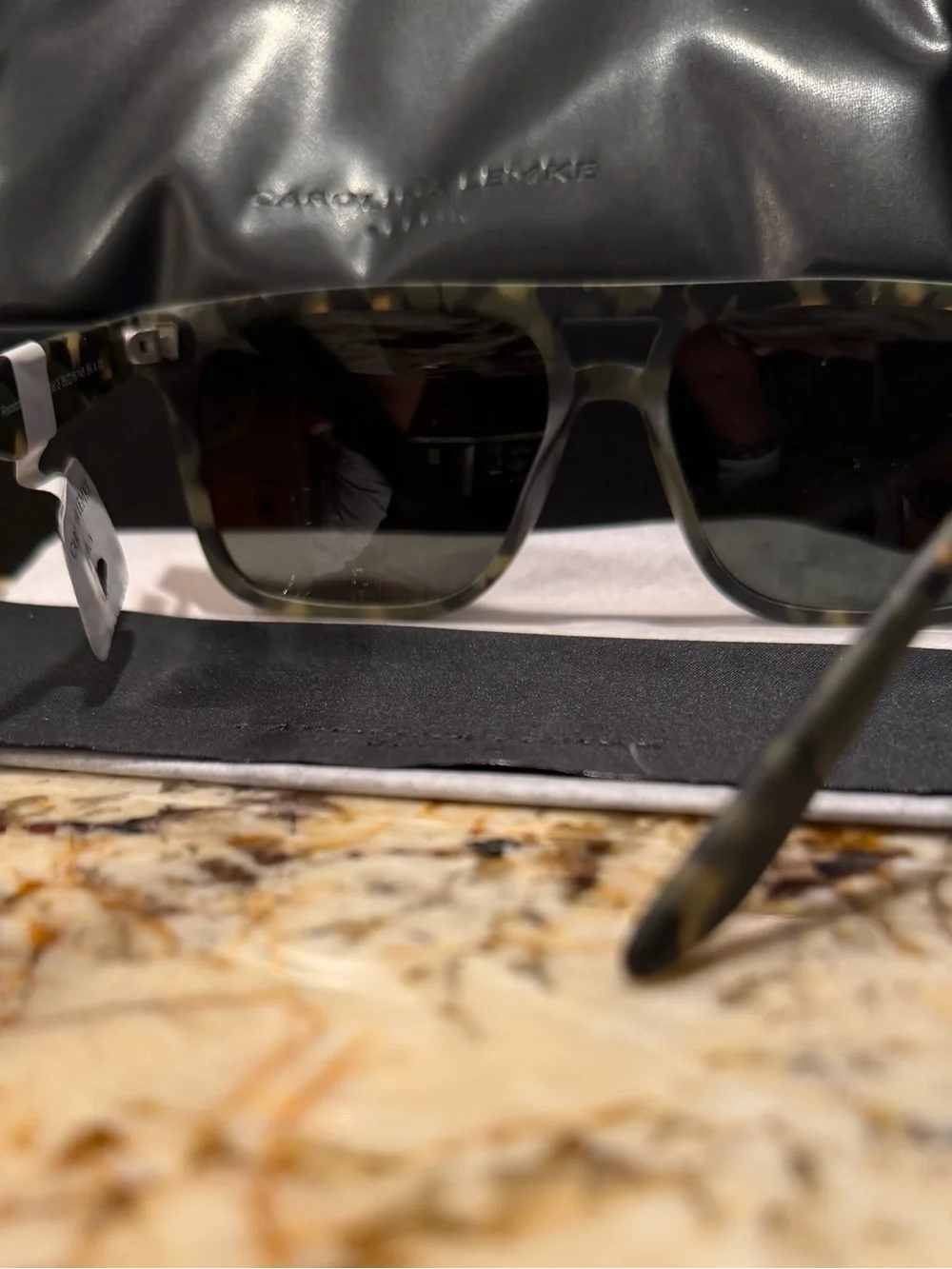 Carolina Lemke NWT Square Aviator Frame Sunglasses - Green Camo Acetate Frames